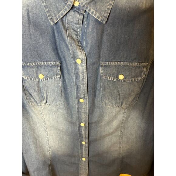 Lucky Brand Women's Pearl Snap Button Denim Long Sleeve Blouse Small - Picture 5 of 5